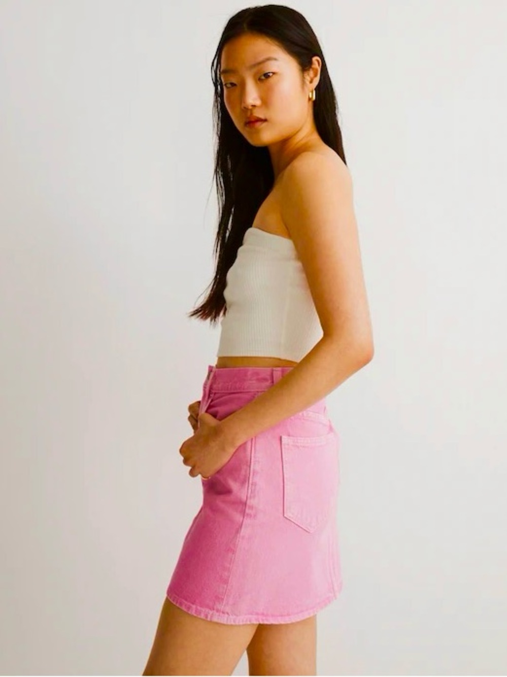 J. Crew - Vintage Garment Dyed Neon Pink Denim Mini Skirt